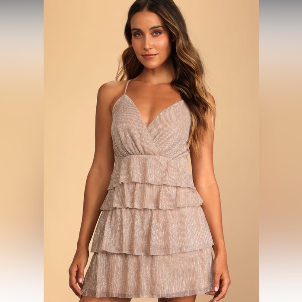 BRAND NEW WITH TAGS!! LuLus Champagne Homecoming Dress